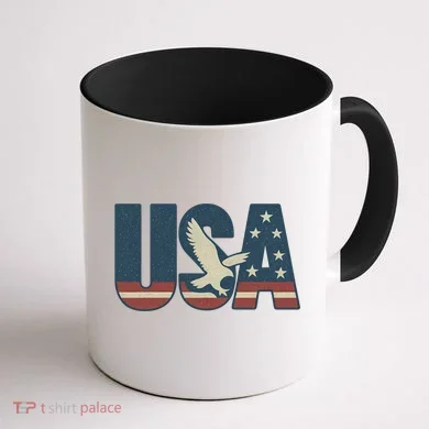 USA Eagle Emblem Coffee Mug back