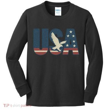 USA Eagle Emblem Kids Long Sleeve Shirt