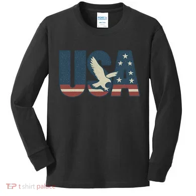 USA Eagle Emblem Kids Long Sleeve Shirt