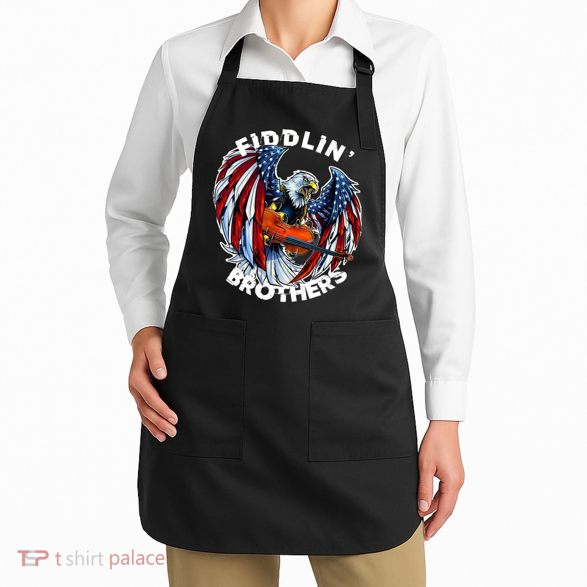 USA Eagle Fiddlin Brothers Violin Music Rock Patriot Flight Apron