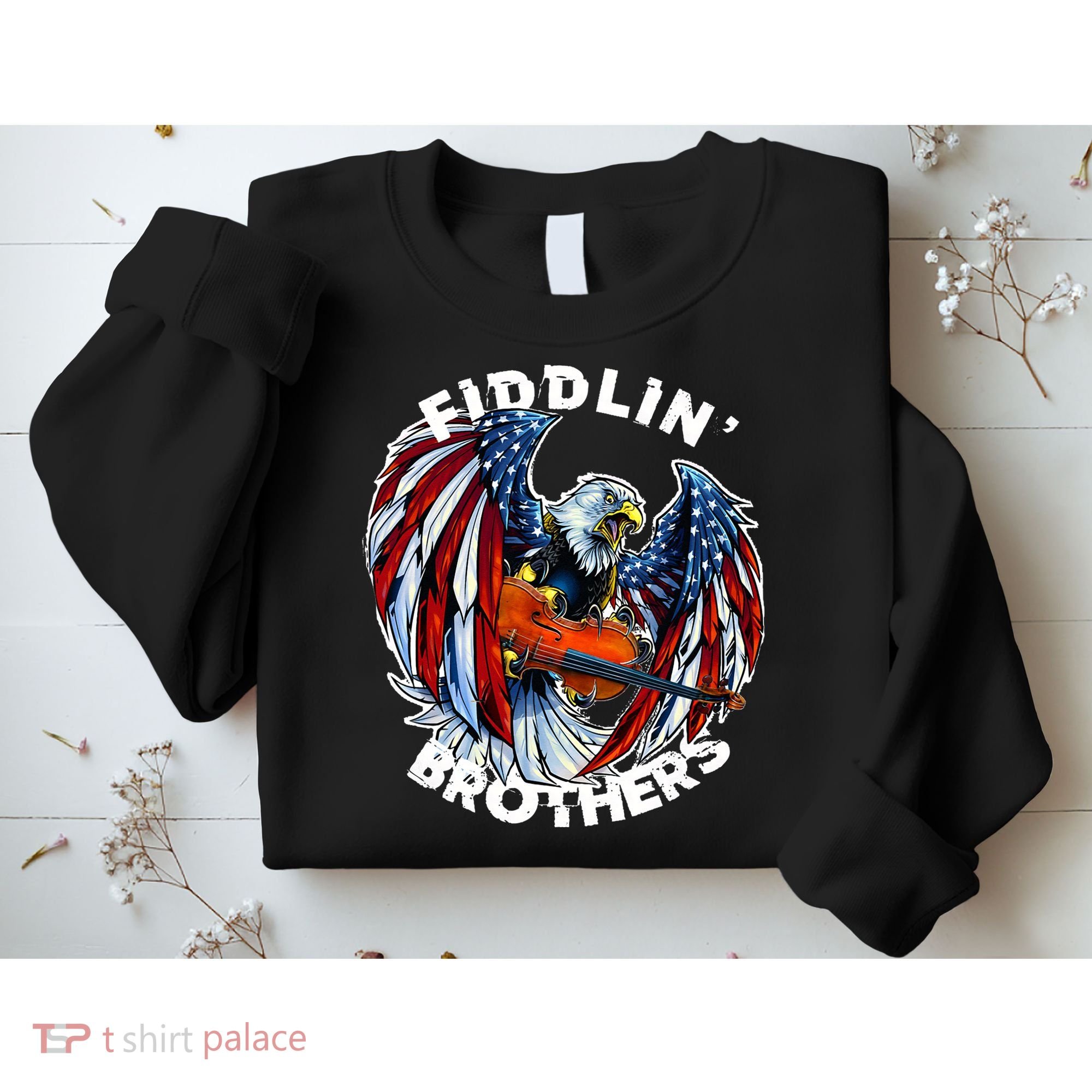 USA Eagle Fiddlin Brothers Violin Music Rock Patriot Flight Sweatshirt