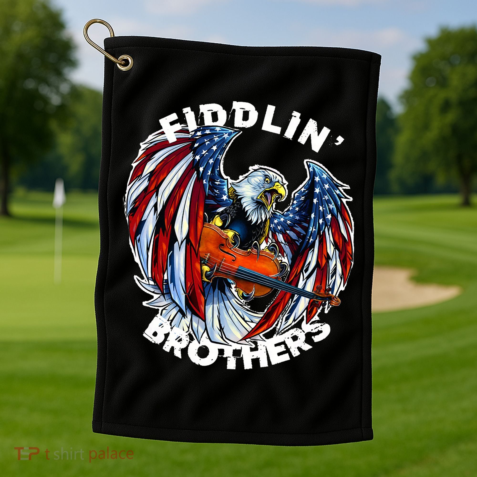 USA Eagle Fiddlin Brothers Violin Music Rock Patriot Flight Golf Towel