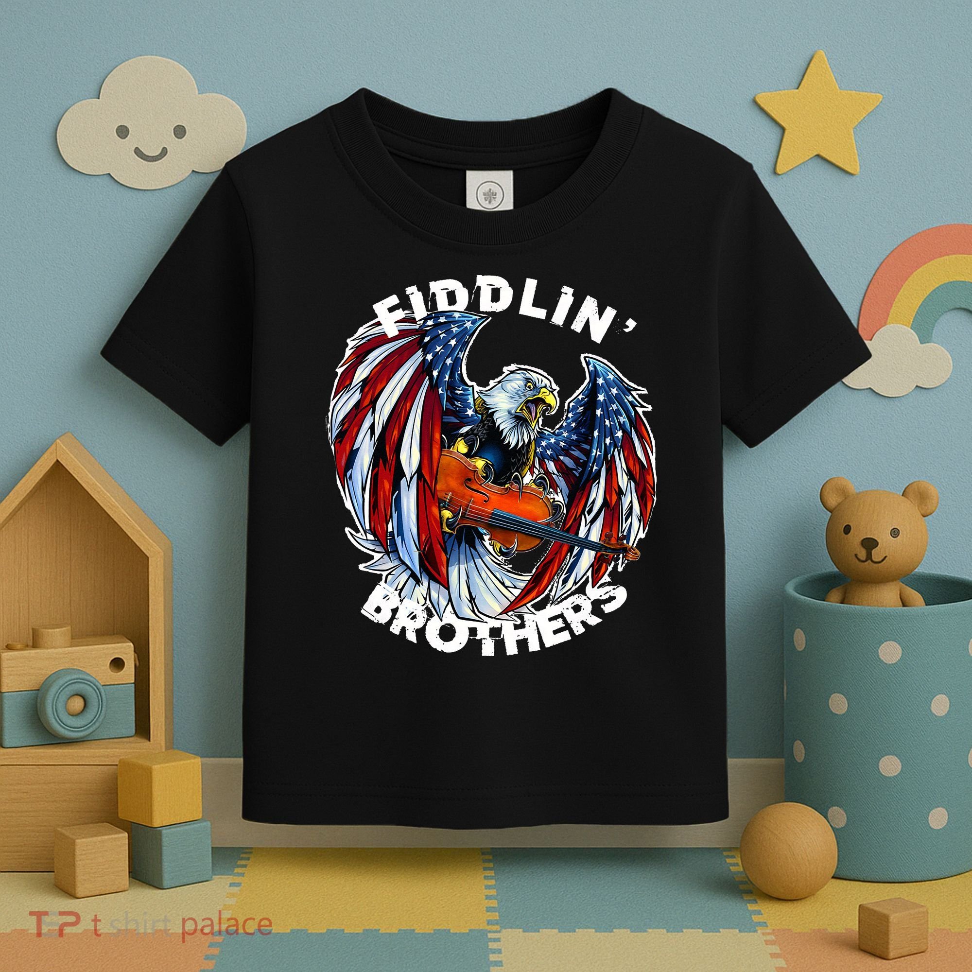 USA Eagle Fiddlin Brothers Violin Music Rock Patriot Flight Toddler T-Shirt