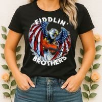 USA Eagle Fiddlin Brothers Violin Music Rock Patriot Flight Women's T-Shirt thumb 2