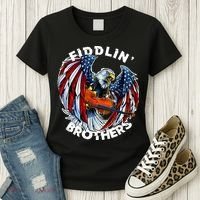 USA Eagle Fiddlin Brothers Violin Music Rock Patriot Flight Women's T-Shirt thumb 3