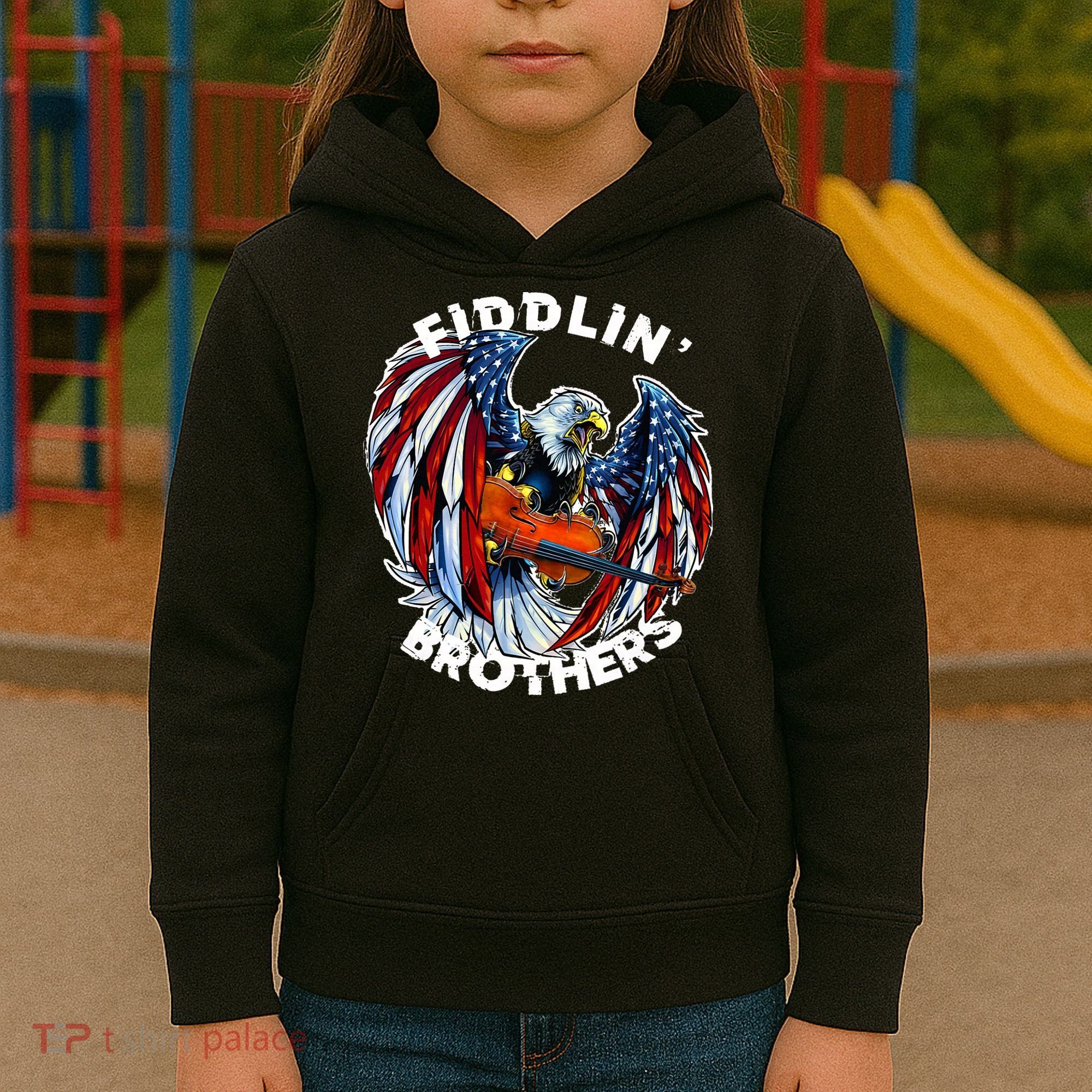 USA Eagle Fiddlin Brothers Violin Music Rock Patriot Flight Kids Hoodie