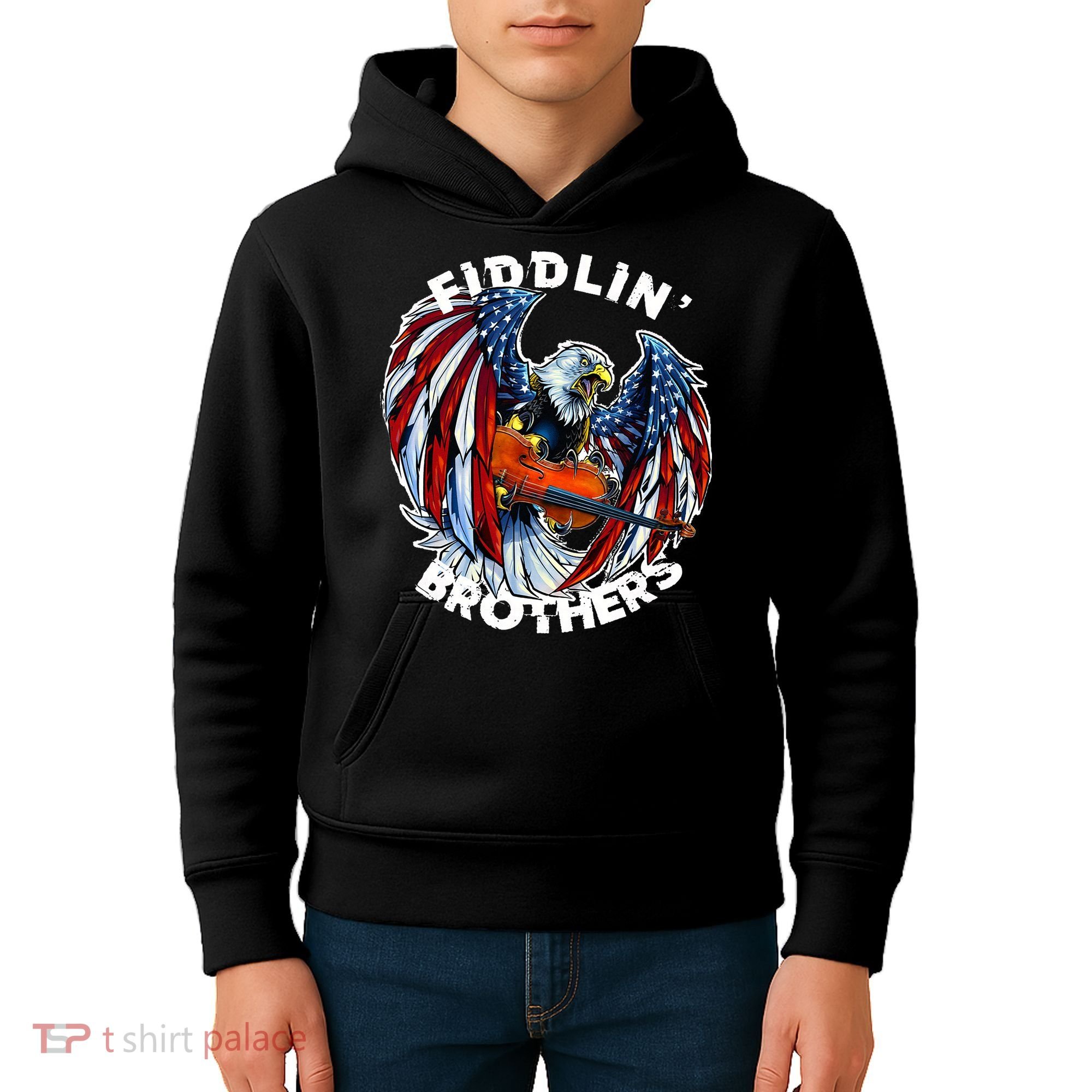 USA Eagle Fiddlin Brothers Violin Music Rock Patriot Flight Kids Hoodie