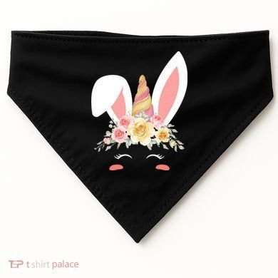 Unicorn Easter Floral Bunny USA-Made Doggie Bandana