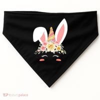 Unicorn Easter Floral Bunny USA-Made Doggie Bandana thumb 0