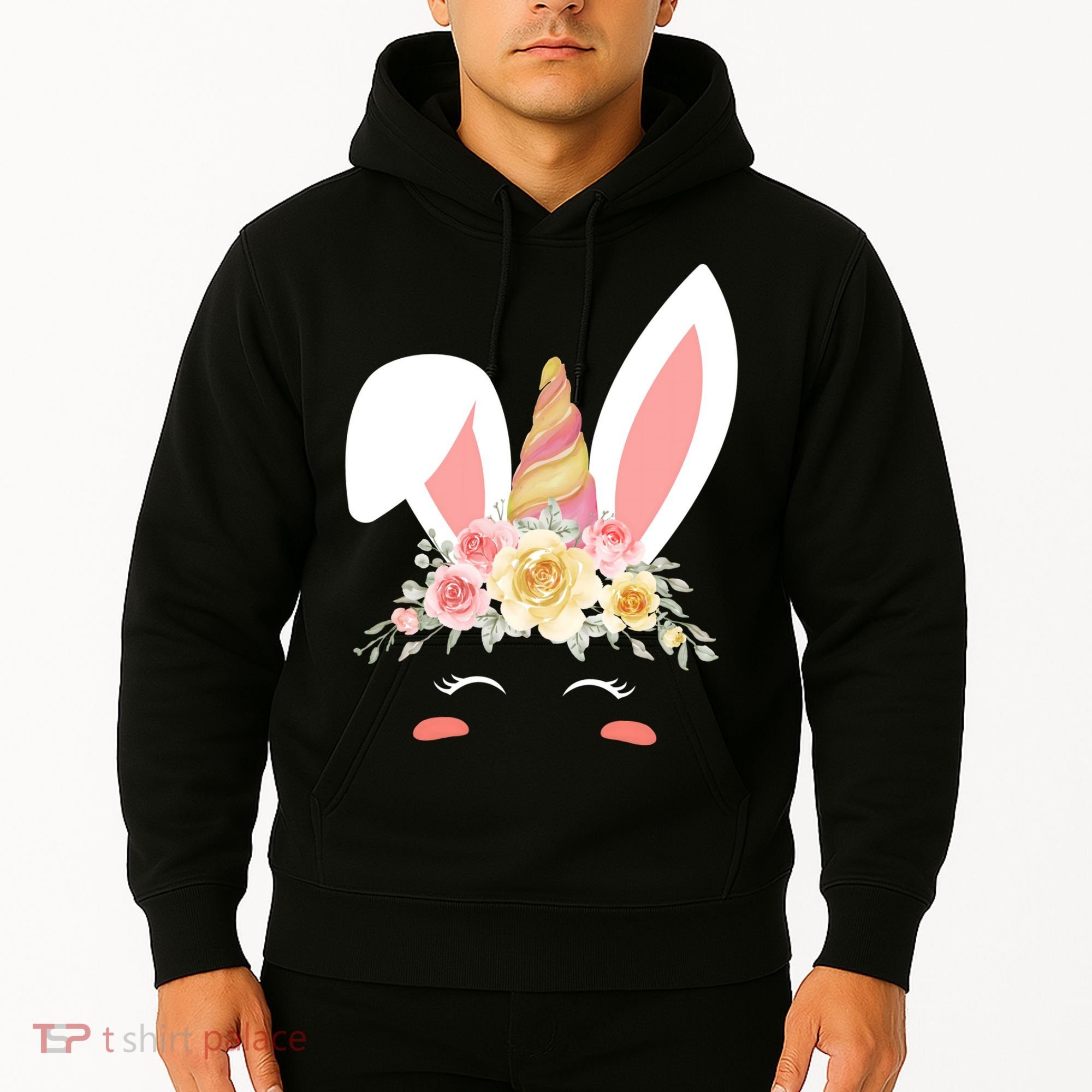 Unicorn Easter Floral Bunny Hoodie