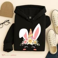 Unicorn Easter Floral Bunny Hoodie thumb 4