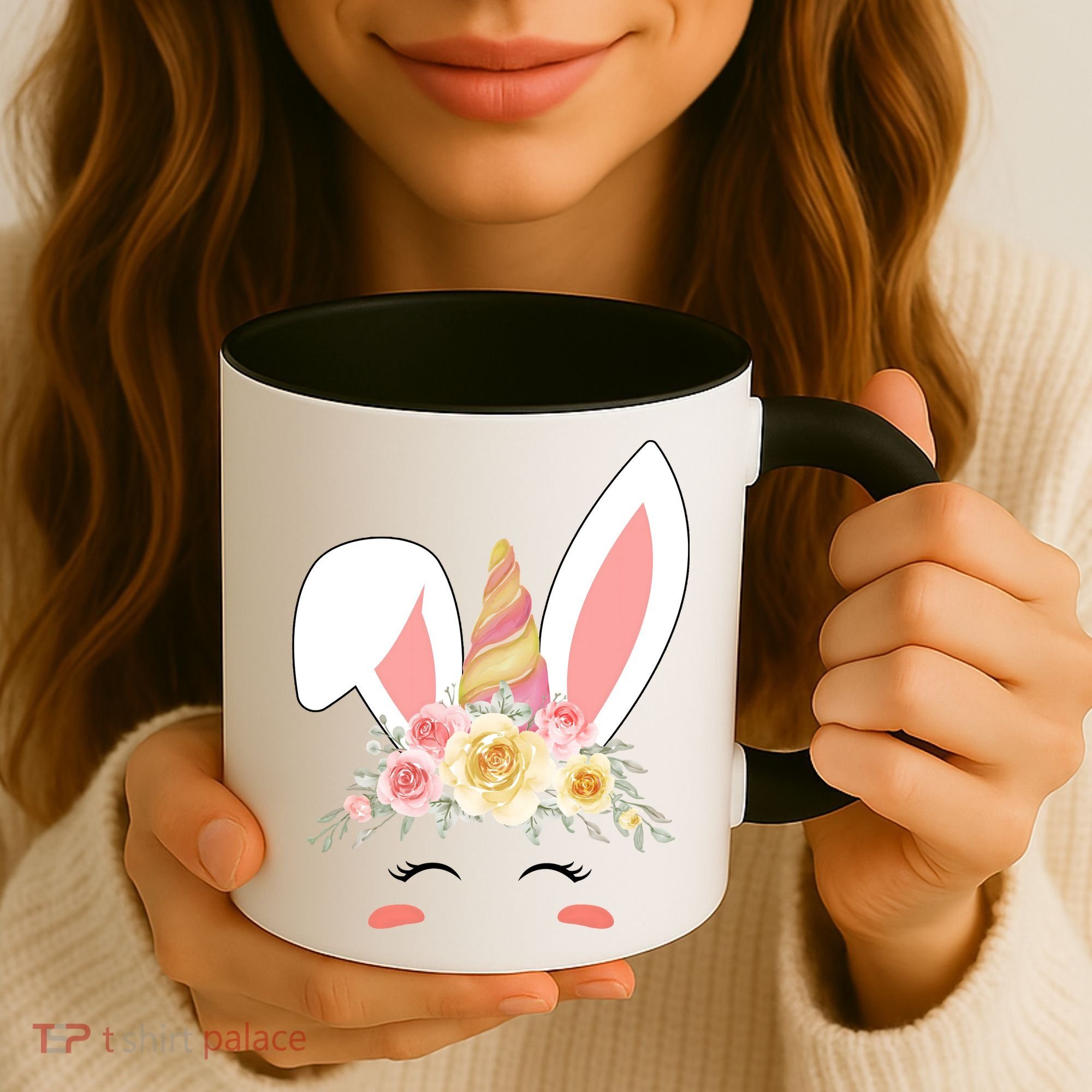 Unicorn Easter Floral Bunny Coffee Mug