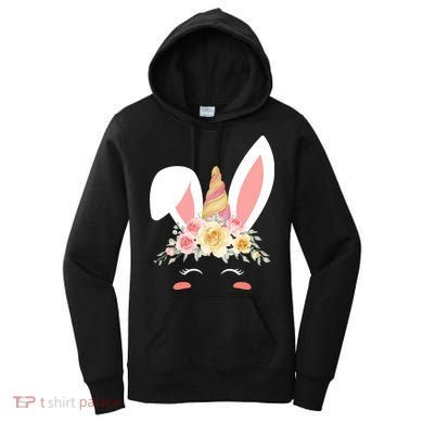 Unicorn Easter Floral Bunny Women's Hoodie