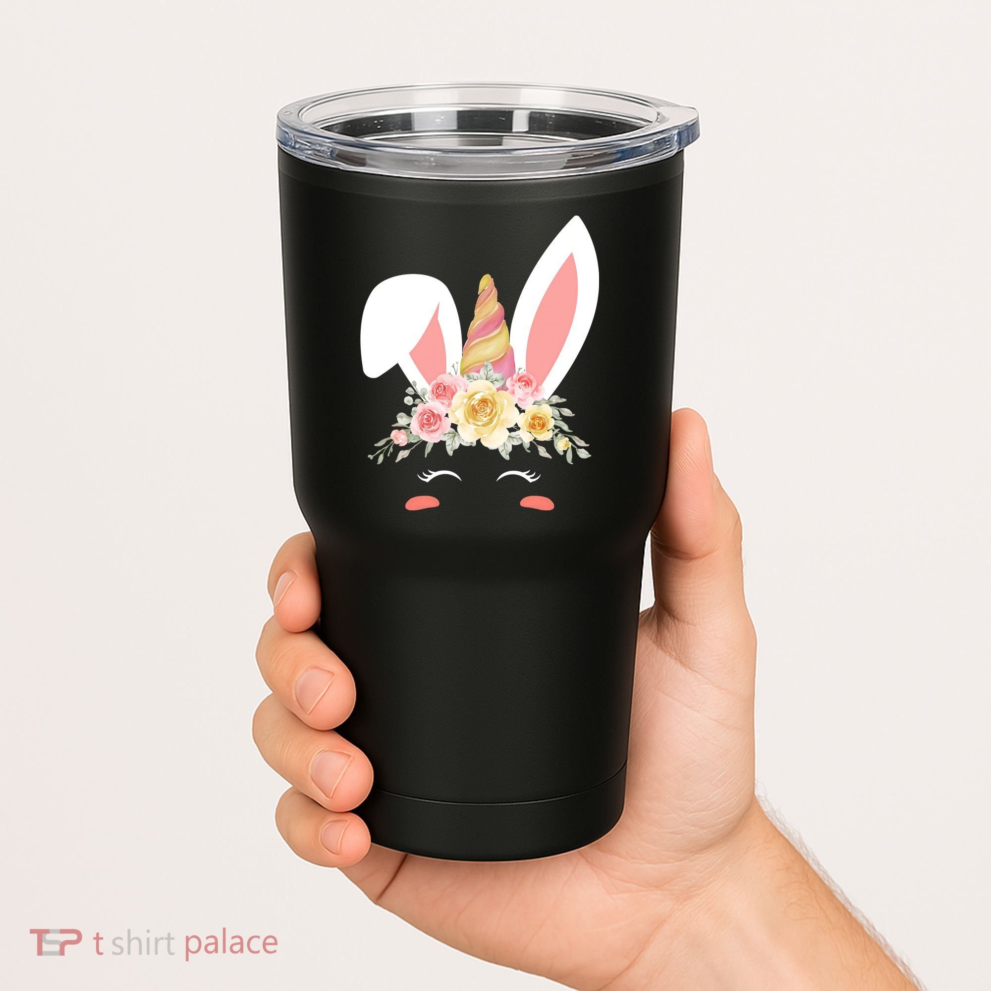Unicorn Easter Floral Bunny Tumbler