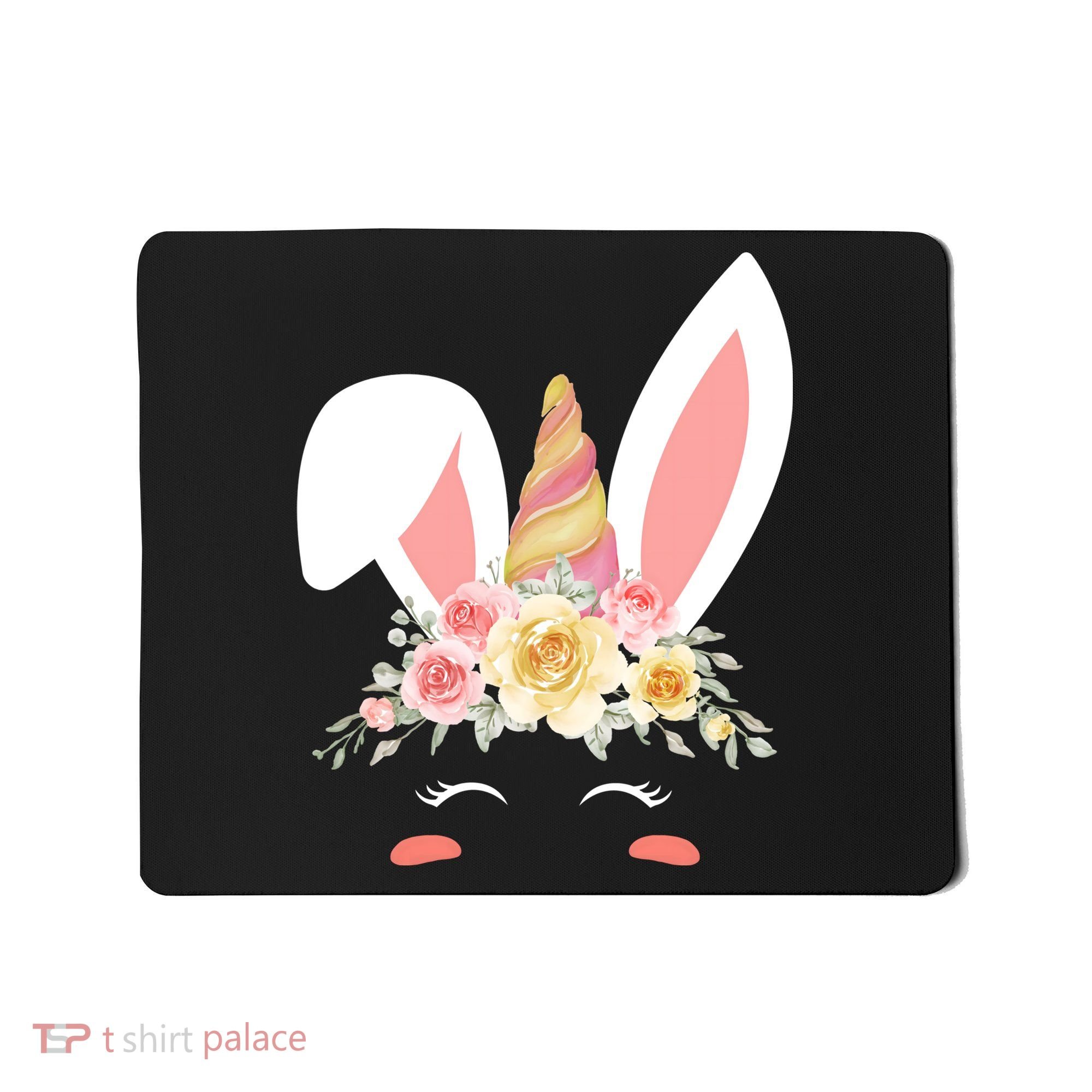 Unicorn Easter Floral Bunny Mousepad