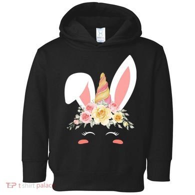 Unicorn Easter Floral Bunny Toddler Hoodie