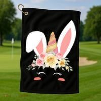 Unicorn Easter Floral Bunny Golf Towel thumb 1