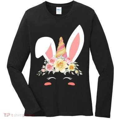 Unicorn Easter Floral Bunny Women's Long Sleeve Shirt