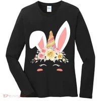 Unicorn Easter Floral Bunny Women's Long Sleeve Shirt thumb 0