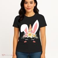 Unicorn Easter Floral Bunny Women's T-Shirt thumb 4