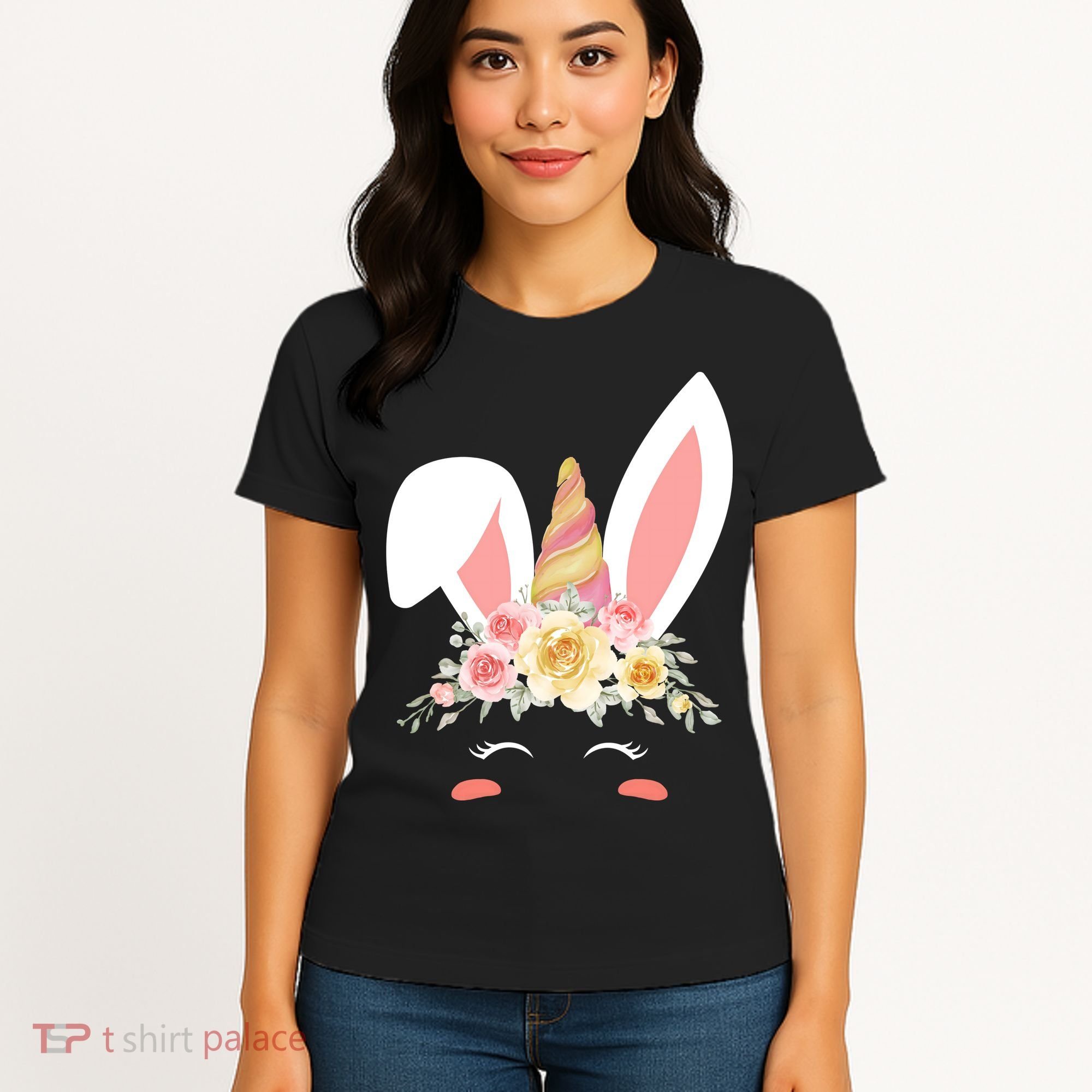Unicorn Easter Floral Bunny Women's T-Shirt