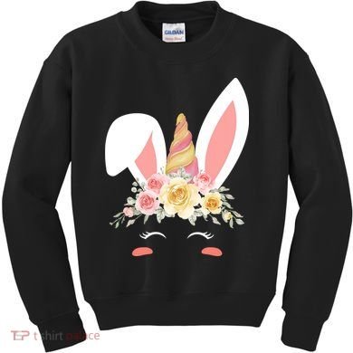 Unicorn Easter Floral Bunny Kids Sweatshirt