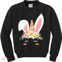 Unicorn Easter Floral Bunny Kids Sweatshirt thumb 0