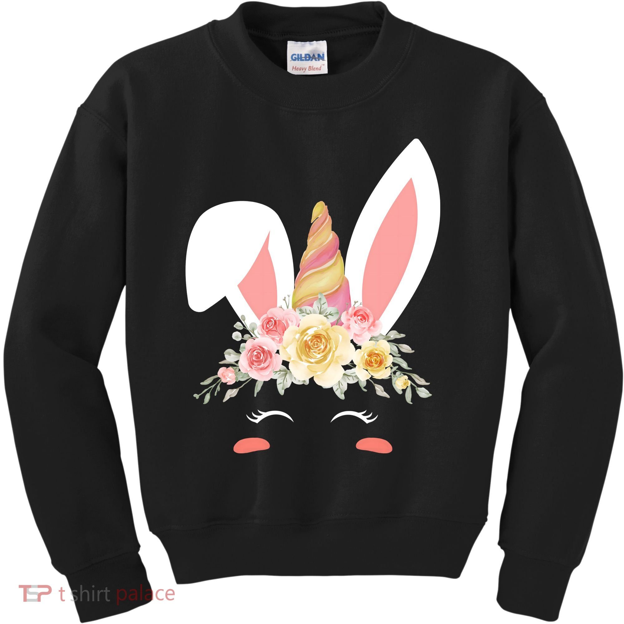 Unicorn Easter Floral Bunny Kids Sweatshirt
