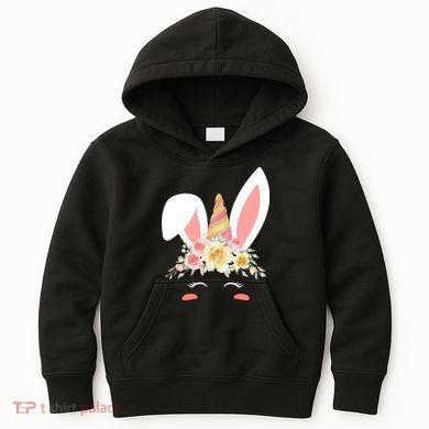 Unicorn Easter Floral Bunny Kids Hoodie