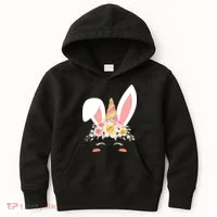 Unicorn Easter Floral Bunny Kids Hoodie thumb 0