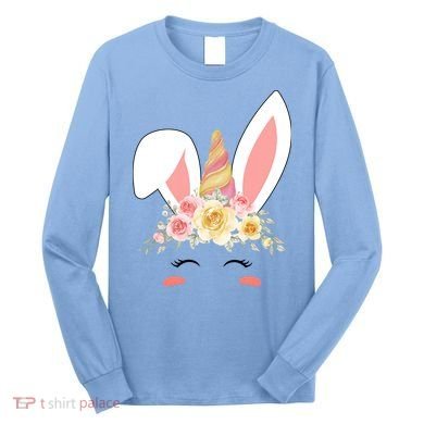 Unicorn Easter Floral Bunny Long Sleeve Shirt