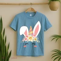 Unicorn Easter Floral Bunny T-Shirt thumb 2