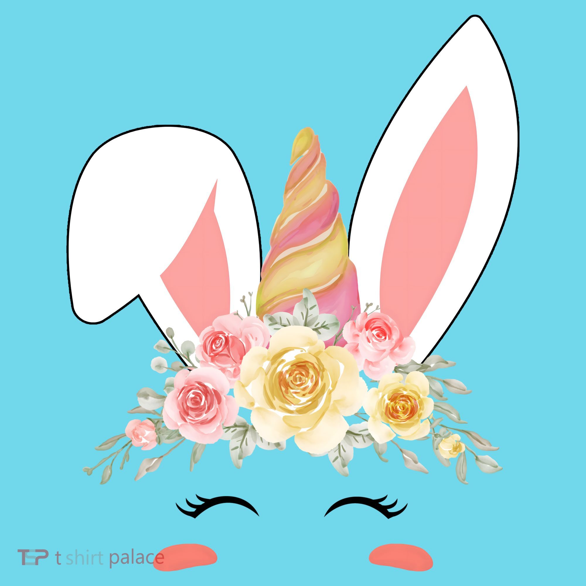 Unicorn Easter Floral Bunny T-Shirt