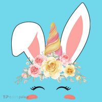 Unicorn Easter Floral Bunny Button thumb 1