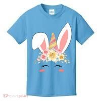 Unicorn Easter Floral Bunny Kids T-Shirt thumb 0