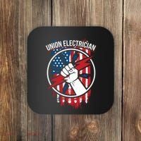 Union Electrician Gift For American Electricians Coaster thumb 0