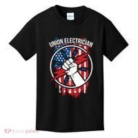 Union Electrician Gift For American Electricians Kids T-Shirt thumb 0