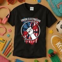 Union Electrician Gift For American Electricians Kids T-Shirt thumb 3