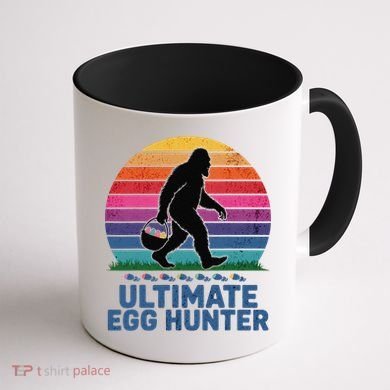 Ultimate Egg Hunter  Retro Bigfoot Easter Coffee Mug back