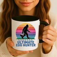 Ultimate Egg Hunter  Retro Bigfoot Easter Coffee Mug thumb 3