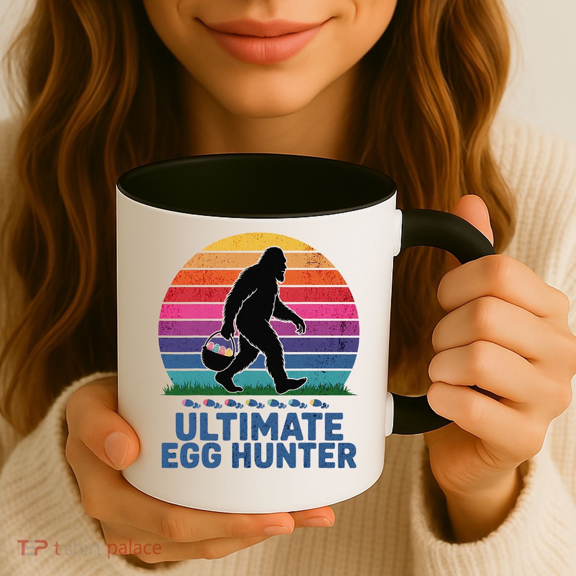 Ultimate Egg Hunter  Retro Bigfoot Easter Coffee Mug
