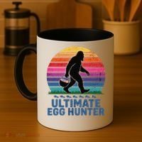 Ultimate Egg Hunter  Retro Bigfoot Easter Coffee Mug thumb 4