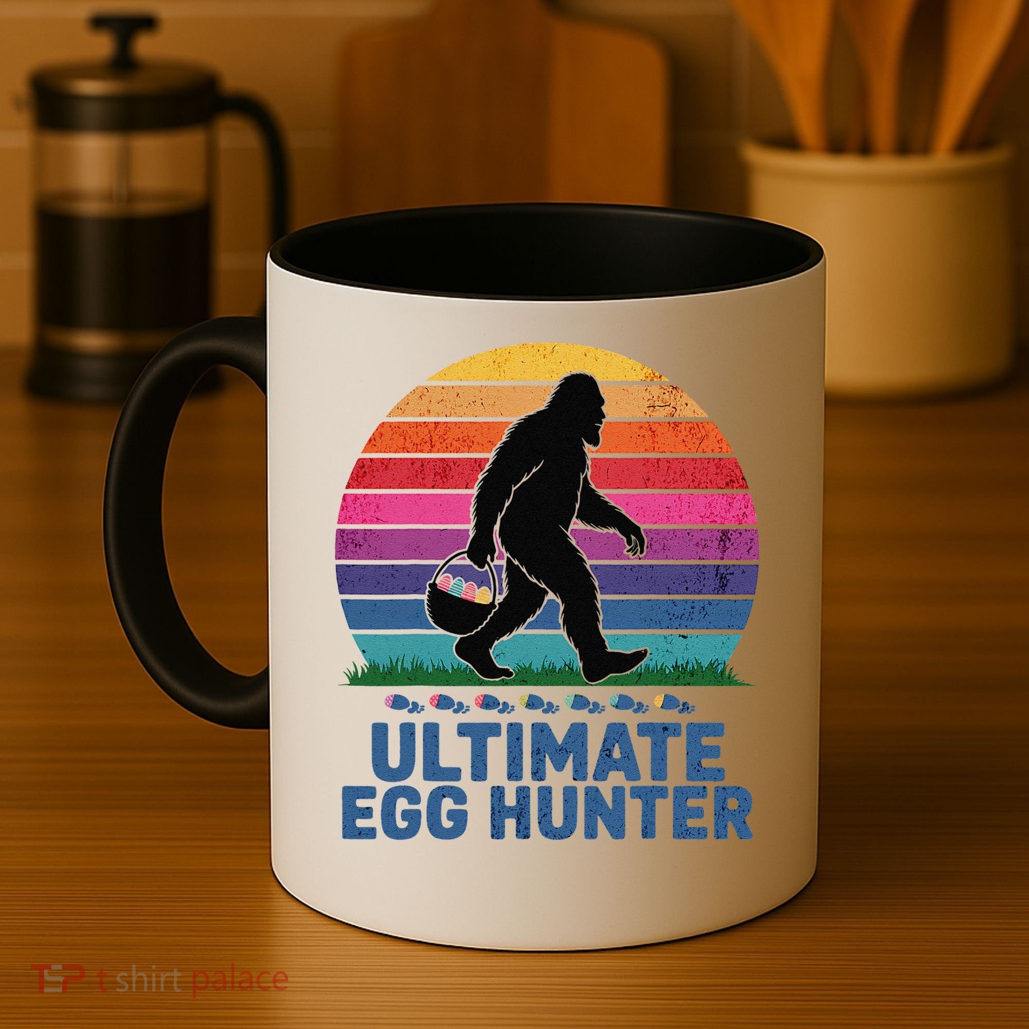 Ultimate Egg Hunter  Retro Bigfoot Easter Coffee Mug