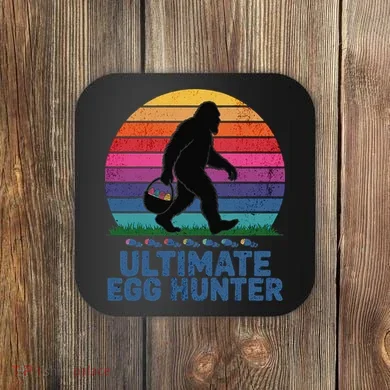 Ultimate Egg Hunter  Retro Bigfoot Easter Coaster