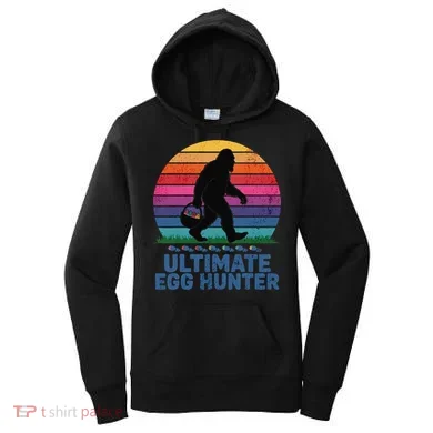Ultimate Egg Hunter  Retro Bigfoot Easter Women's Hoodie