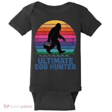 Ultimate Egg Hunter  Retro Bigfoot Easter Baby Bodysuit