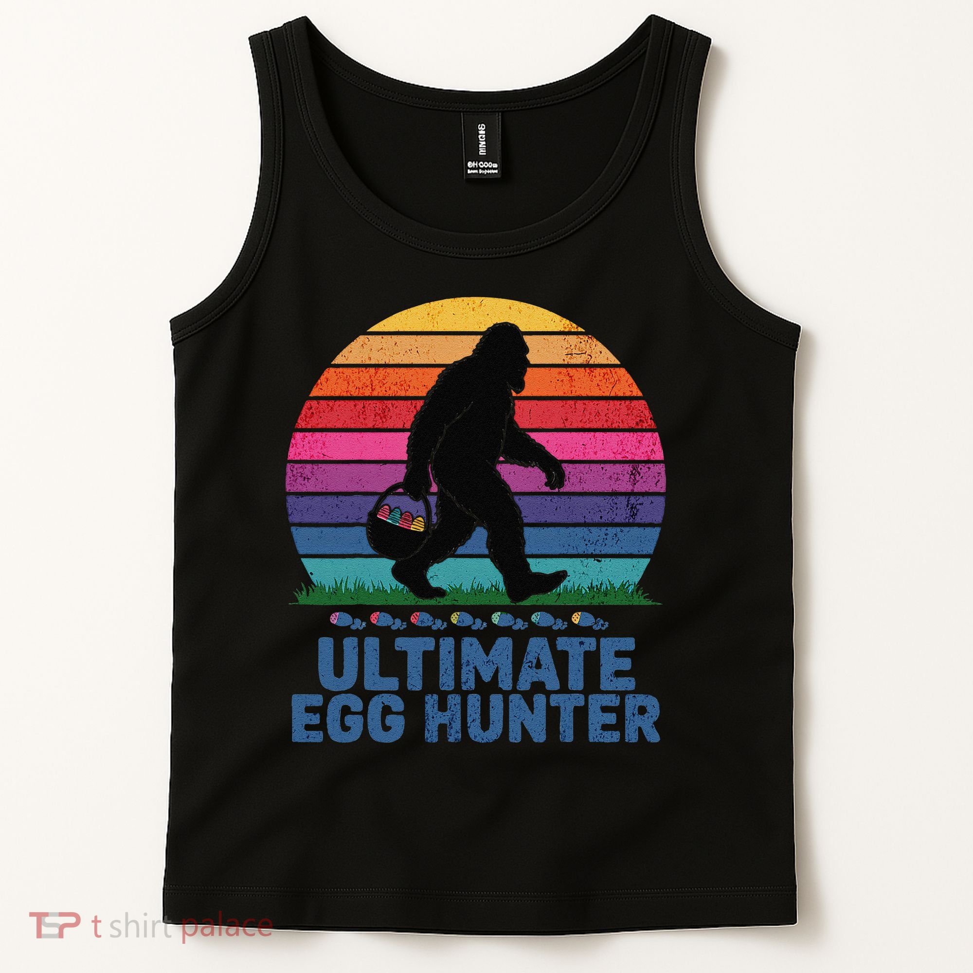 Ultimate Egg Hunter  Retro Bigfoot Easter Tank Top