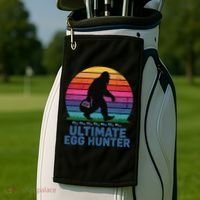 Ultimate Egg Hunter  Retro Bigfoot Easter Golf Towel thumb 2