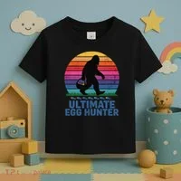 Ultimate Egg Hunter  Retro Bigfoot Easter Toddler T-Shirt thumb 3