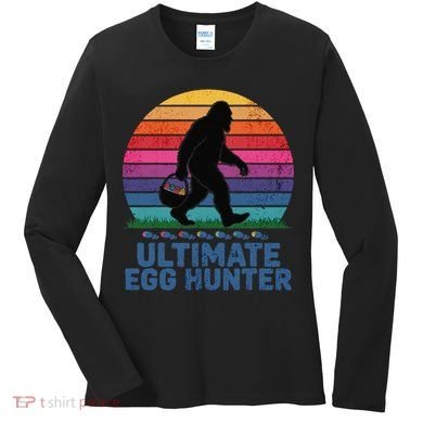 Ultimate Egg Hunter  Retro Bigfoot Easter Women's Long Sleeve Shirt